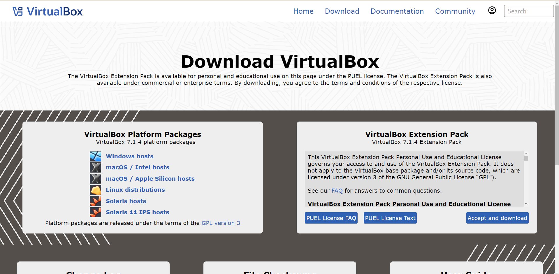 VirtualBoxをダウンロード