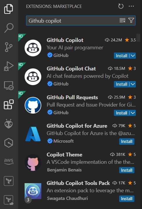 VS CodeでGitHub Copilotの拡張機能をインストールする