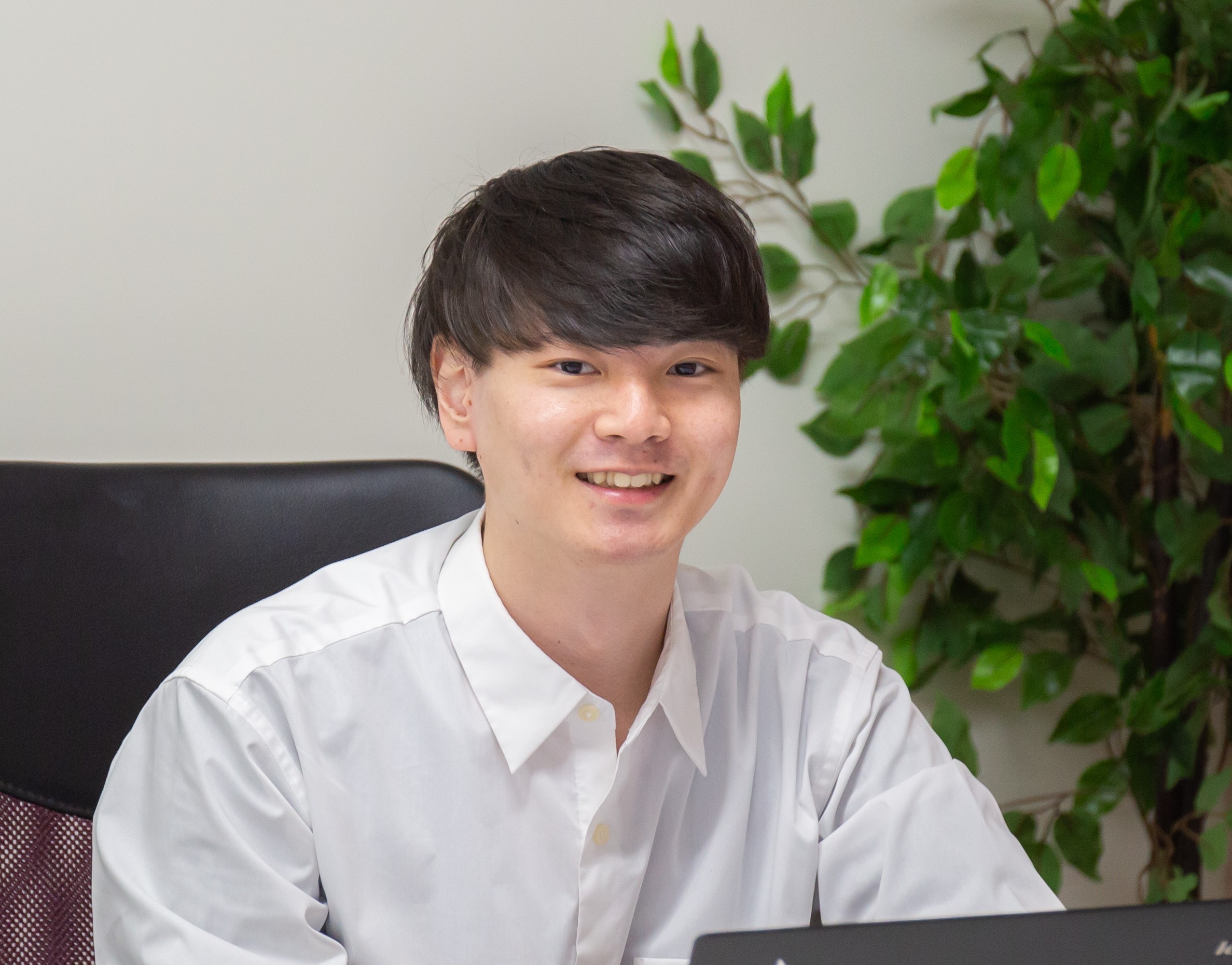 portrait of company engineer for employee interview discussing career background and project involvement